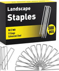 Box and scattered 500 Pack 6 Inch Galvanized Landscape Staples Ground Stakes 11 Gauge for Lawn Yard Garden Fence Irrigation Tubing Turf Landscaping