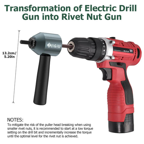 Transform Your Drills Into A Clutch Rivet Nut Tool With This Heavy Duty Cordless Adapter Kit, showing adapter on drill.
