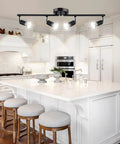 Four Head Foldable Track Lighting Kit With GU10 Sockets Adjustable Ceiling Spot Lights in white kitchen