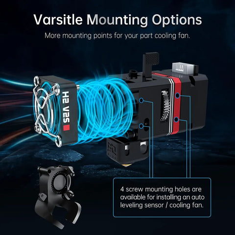 Lightweight Dual Gear Direct Drive Extruder Drops A Sweet Upgrade To Nail Crisp Prints Every Time Boost Your Rig For Hella Smooth Runs With Zero Jams While Handling 1.75Mm For Ender 3 showing versatile mounting options for cooling fans, close-up of the extruder with clearer details.
