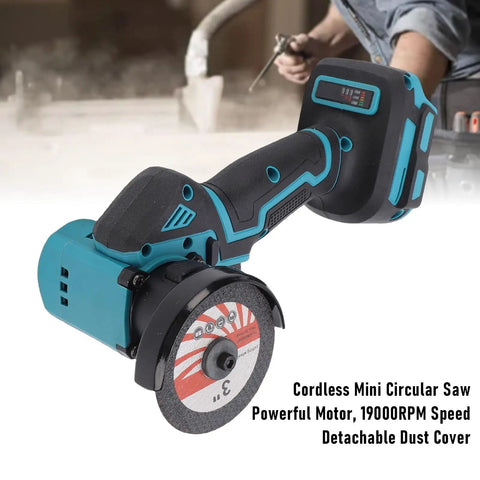 Kickass Compact Cordless Circular Saw Pumping Out Lightning Fast Cuts With A Heavy Duty Motor And Built In Dust Collector For Stress Free Home Reno And Quick Diy Builds, showing motor and blade.