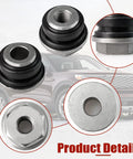 4 Piece Rack And Pinion Bushing Kit For Ford Explorer Flex showing top and side views of polyurethane bushings with steel inserts.