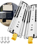 Tank Grade 52 Inch Heavy Duty Lockable Drawer Slides 500 LB Side Mount Full Extension Ball Bearing Rails with bolts.