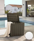 31 Gallon Resin Deck Box Waterproof Outdoor Storage For Patio Cushions And Garden Tools Brown Durable Chest by poolside