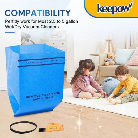 Heavy Duty Wet Dry Vac Filter 4 Pack For Stinger 2.5 To 5 Gallon Wet Dry Vacuum WS0255VA VF2000 Replacement Compatible With Workshop And Craftsman Shop Vac beside children playing.