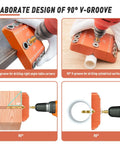 Multi Angle Cable Railing Drill Guide Jig With 30 45 90 Degree Angles for 90° V-groove drilling on table and cylindrical surfaces.
