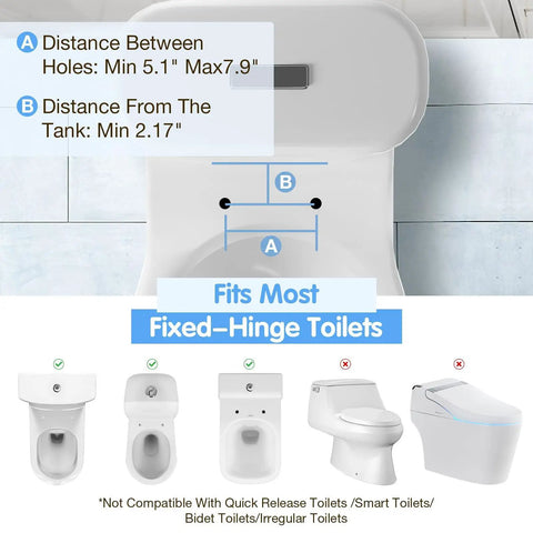 Rock Solid Toilet Safety Rails For Seniors With Flip Up Armrest Handles Heavy Duty Bathroom Support Bars Adjustable Mounting For American Standard Toilets Hella Stable Senior Care Assist Bar fitting guide for fixed-hinge toilets.