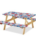 Floral Picnic Table And Bench Cover Set Windproof Dustproof And Washable Rectangle Tablecloths For Backyard Picnics Camping And Camper Trips