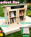 Outdoor Little Library Box With Stand And Nameplate, Weather Resistant Natural Wood Finish, Clear Doors To Keep Books Dry