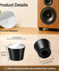 Hella Grippy Rubber Speaker Isolation Feet Self Adhesive Anti Vibration Damping Silicone Bumpers For Guitar Amps Studio Monitors And Audio Gear Eight Pack with dimensions shown next to speaker