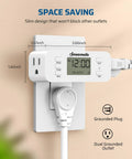 Indoor Programmable Digital Timer Outlet With Dual American Sockets Sets Daily Routines Dead Simple featuring slim design and a digital display.