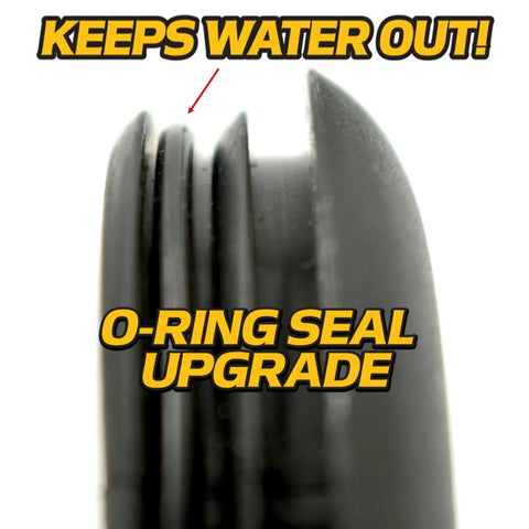 Heavy Duty Fork Caster Bearing Rebuild Kit With Bore Sealant Coating O Ring Cap Upgrade And Dual Precision Bearings, close-up of O-ring seal upgrade.