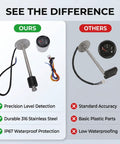 Comparison of Premium Heavy Duty 7 Inch Fuel Sender Unit And Gauge Kit Built Tough With Hella Precision 240 33 Ohm vs. others.