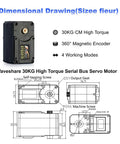 Beefy 30Kg High Torque Servo Motor With 12V Power, 360 Degree Programmable Magnetic Encoder, dimensional drawing shown