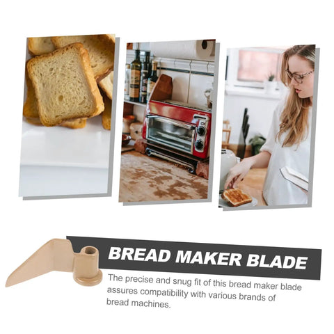 Collage with toaster, bread slices, and person toasting; Stirring Paddle Replacement For Bread Maker Reusable Kneading Mixer.