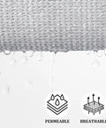 Close-up of breathable light gray fabric of a 10x16 ft Rectangle Shade Sail 10 Foot By 16 Foot Light Gray Breathable UV Blocking Outdoor Canopy