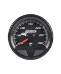 Tough As Nails Waterproof Oil And Water Temperature Gauge With Glowing Led Digits and Sick Color Shifting Heat Alerts For Customs Or Drift Rigs Quick Installation, showing black face and red needle.