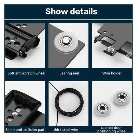 Tough As Nails Stainless Steel Self Closing Reversible Door Hinge For Wardrobes And Pocket Doors With Slick Sliding Bearings And No Hassle Heavy Duty Hardware Build parts including soft anti-scratch wheel and bearing reel.