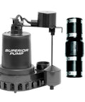 1/2 HP Thermoplastic Submersible Sump Pump with Vertical Float Switch, 3,300 GPH, Lifts Water Up To 25 Feet, 1-1/2 Inch NPT