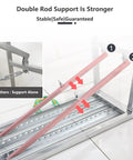 Double rod support of Portable Folding Scaffolding System With Multipurpose Work Platform Scaffold Tower Ladder Stool And Work Bench Galvanized Steel Construction 882 Lb Load Rating No Assembly Required 5.25 Ft Tall.