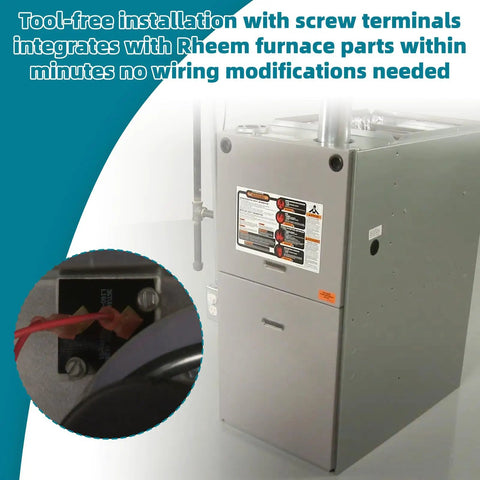 Auto Reset Limit Switch Replacement for ProTech Furnaces, SPST NC, shown installed on furnace with screw terminal view