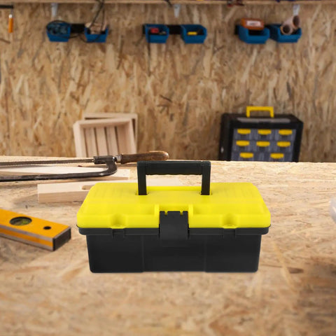 Totally Nifty Portable Plastic Toolbox With Heavy Duty Buckle And Comfy Grip Designed For Mechanics Tool Storage And Everyday Gear Hauling Needs Easy To Use on workbench.