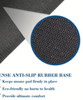 Close-up of non-slip rubber base of Luxury Blue Gold Marble Round Mouse Pad with stitched edge, showing detailed texture.