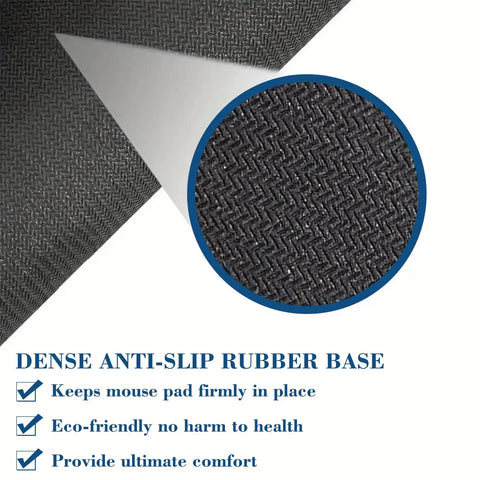Close-up of non-slip rubber base of Luxury Blue Gold Marble Round Mouse Pad with stitched edge, showing detailed texture.