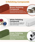 Tough As Nails One Eighth Shank Rotary Tool Polisher And Buffing Kit with brown, white, and green polishing compounds for versatile finishing.