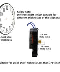 Diagram of Youngtown 12888 Step Quartz Clock Movement Replacement Part with dimensions for dial thickness and shaft length.
