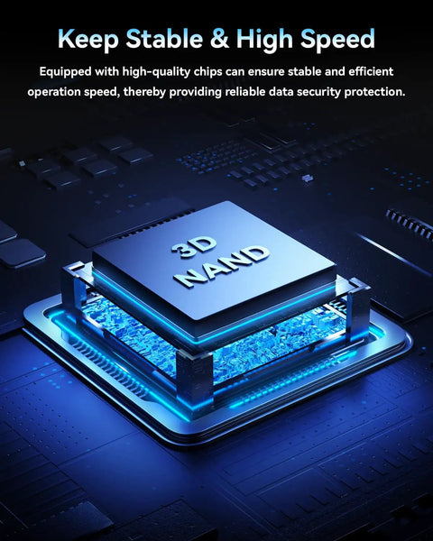 3D NAND chip illustration for 500GB External Portable SSD USB 3.1 Gen 2 Up To 500MB/s Read And 450MB/s Write High Speed Solid State Drive