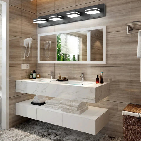 4-Light Matte Black LED Vanity Light Fixtures for Bathroom, 30 Inch Wall Mount Over Mirror, Acrylic Frosted Shade