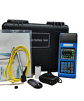 Top Shelf Portable LeeB Lcb Metal Hardness Tester With Built In Thermal Printer Direct Hb Readout For Forged Steel Heavy Duty Precision Testing At Any Angle and accessories in black rugged case.