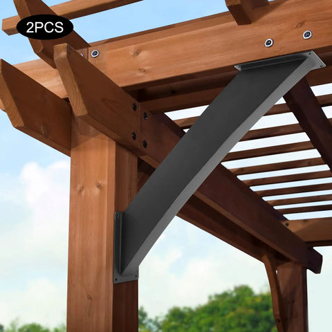 Beefy 4x4 Pergola Brackets For Wood Posts And Beams Black Iron Corner Support Braces For Treehouse Pavilion Garden Cottage Heavy Duty Angle Brackets In 15 Or 23 Inch Length