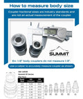 Front view of Summit Hydraulics 90-degree flat-face skid-steer hydraulic quick-connect coupler set, 3/8 in JIC male thread