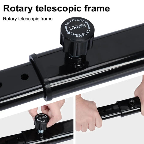 Close-up of rotary telescopic frame for Hoverboard Go Kart Attachment With Adjustable Length 27 To 39 Inches Comfortable Seat Go Cart