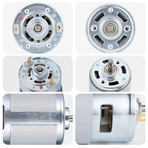 Workhorse 775 Brushed DC Motor 12V To 24V 288 Watt Double Ball Bearing showing end view with connectors and smooth cooling design.
