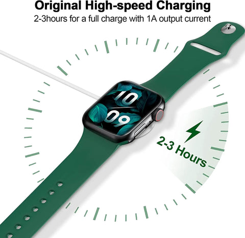 Slick Magnetic Wireless Charging Cable Featuring Fast Reliable Secure Power Delivery Via Standard Type C with smartwatch in charging position.