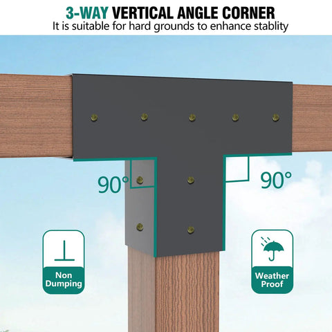 4 Pack T Shape Pergola Bracket Kit With Post Base For 4x4 Beams 3.5x3.5, Elevated Wood Stand, Heavy Duty Outdoor Patio Gazebo Sheds Construction, Easy Install, Weatherproof Support