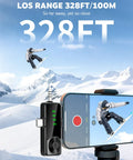 Kickass Four Pack Wireless Lavalier Microphone Kit For Iphone Android And Cameras Podcasting Live Streaming Vlogging Shoot Crisp Audio Plug And Play Hustle Ready Gear showcasing a receiver connected to a smartphone.