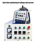 Control panel of Badass High Pressure Polyurethane Foam Sprayer With Internal 13kw Heating Core and Lightweight Rig showing voltage and current monitoring.