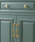 Premium Solid Brass Cabinet Pulls 5 Pack With 5 Inch Center Hole Gold Drawer Handles For Kitchen Cupboard Furniture And Bathroom Fixtures, elegant antique brass handles on teal cabinet.