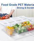No Fuss Fridge Drawer Organizer Slides Under Shelf For Crisper Bin Storage With Slick Gliding Rails To Keep Your Kitchen Stash Of Fresh Produce Dairy Deli Meats And Condiments Neat Without Any Heavy Lifting Today, featuring food-grade PET material with vegetables and fruits.