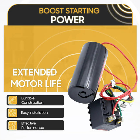 Heavy Duty Hard Start Capacitor Kit For HVAC AC Compressors 189 To 227 Mfd And 208 To 240 Volt with prewired relay and wiring.
