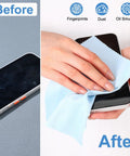 Microfiber cleaning cloth for glasses and electronics, light blue, 6x7 inches