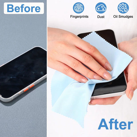 Microfiber cleaning cloth for glasses and electronics, light blue, 6x7 inches