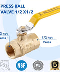 One Half Inch Female Npt To Female Npt Full Port Forged Lead Free Brass Ball Valve 150 Psi Wsp Heavy Duty Knockout Shut Off Switch