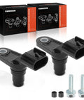 Two Pack Camshaft Position Sensor Kit for Buick LaCrosse 2010 to 2016, Chevrolet Captiva Sport 2008 to 2015, Equinox 2010 to 2017. Two black sensors with hardware.