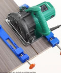 Precision Woodworking Cutting Machine Base Guide With Adjustable Positioner Clamp for Electric Circular Saws ensuring stability during cuts.