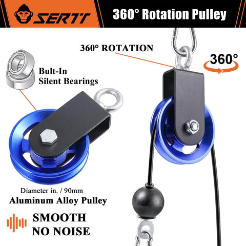 Upgraded 90Mm Cable Pulley Wheel For Home Gym System Featuring 360 Degree Spin And 660Lbs Load Capacity with built-in silent bearings and black mount.